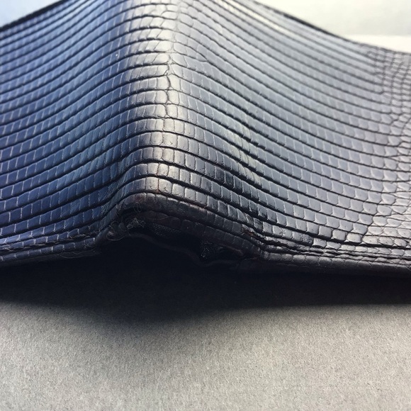 Neiman Marcus Slim Signature Lizard Wallet Made in USA Black - Picture 12 of 15